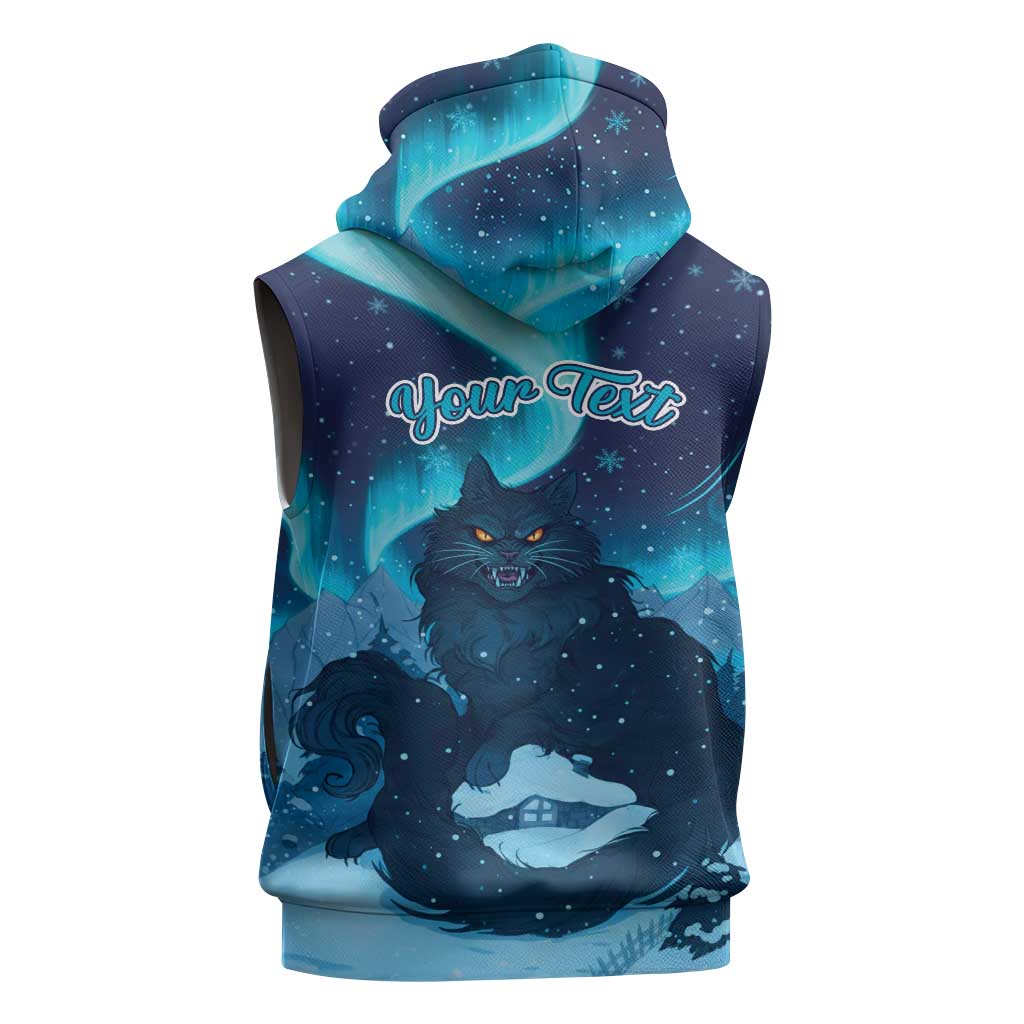 Yule Be Eaten Personalized Sleeveless Zip Hoodie Christmas Cat Jolakotturinn Icelandic - Wonder Print Shop