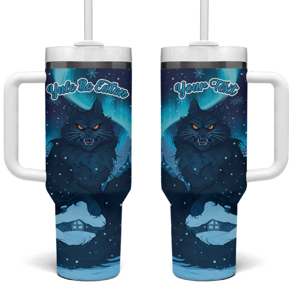 Yule Be Eaten Personalized Tumbler With Handle Christmas Cat Jolakotturinn Icelandic - Wonder Print Shop