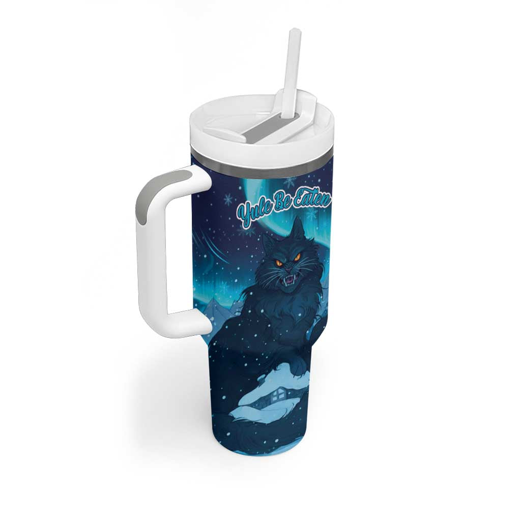 Yule Be Eaten Personalized Tumbler With Handle Christmas Cat Jolakotturinn Icelandic - Wonder Print Shop