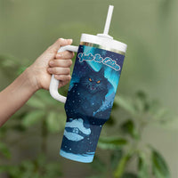 Yule Be Eaten Personalized Tumbler With Handle Christmas Cat Jolakotturinn Icelandic - Wonder Print Shop