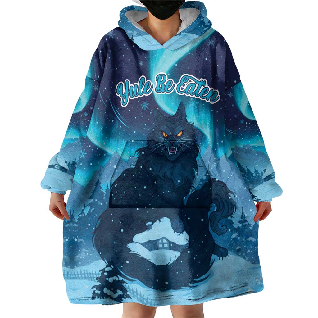 Yule Be Eaten Personalized Wearable Blanket Hoodie Christmas Cat Jolakotturinn Icelandic - Wonder Print Shop