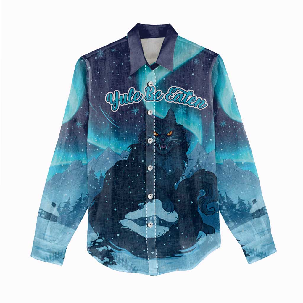 Yule Be Eaten Personalized Women Casual Shirt Christmas Cat Jolakotturinn Icelandic - Wonder Print Shop