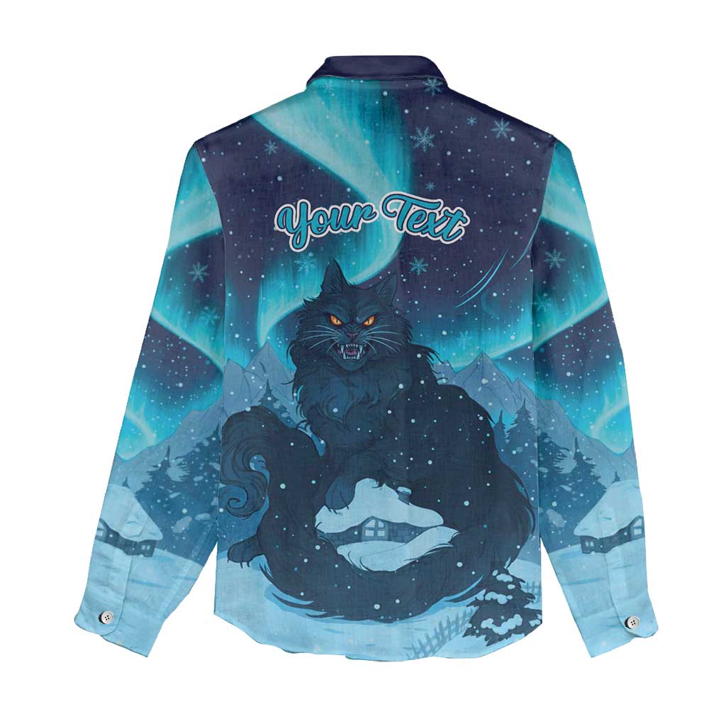 Yule Be Eaten Personalized Women Casual Shirt Christmas Cat Jolakotturinn Icelandic - Wonder Print Shop