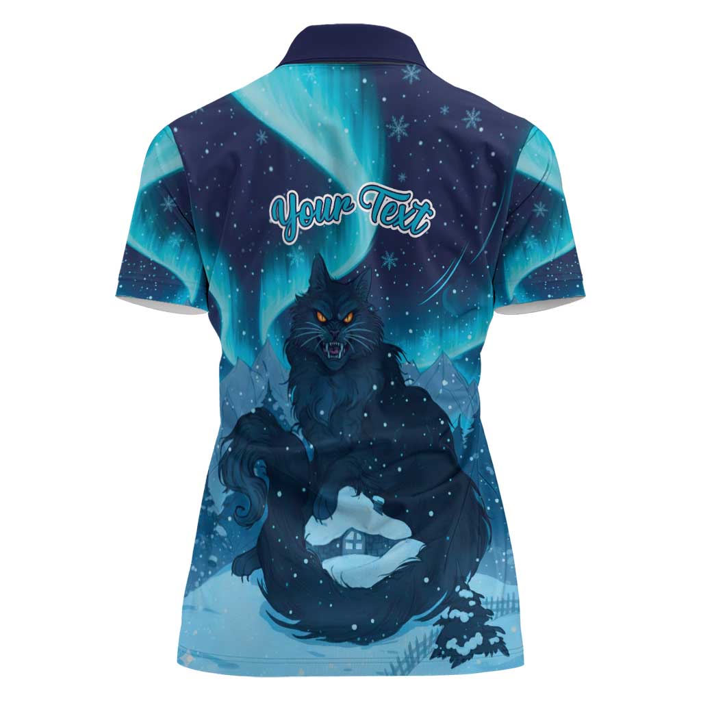 Yule Be Eaten Personalized Women Polo Shirt Christmas Cat Jolakotturinn Icelandic - Wonder Print Shop