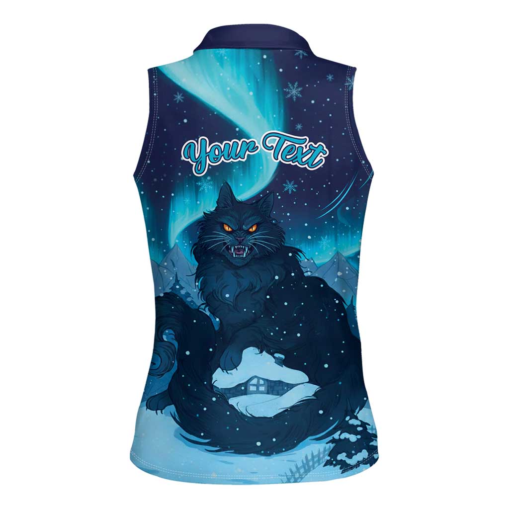 Yule Be Eaten Personalized Women Sleeveless Polo Shirt Christmas Cat Jolakotturinn Icelandic - Wonder Print Shop