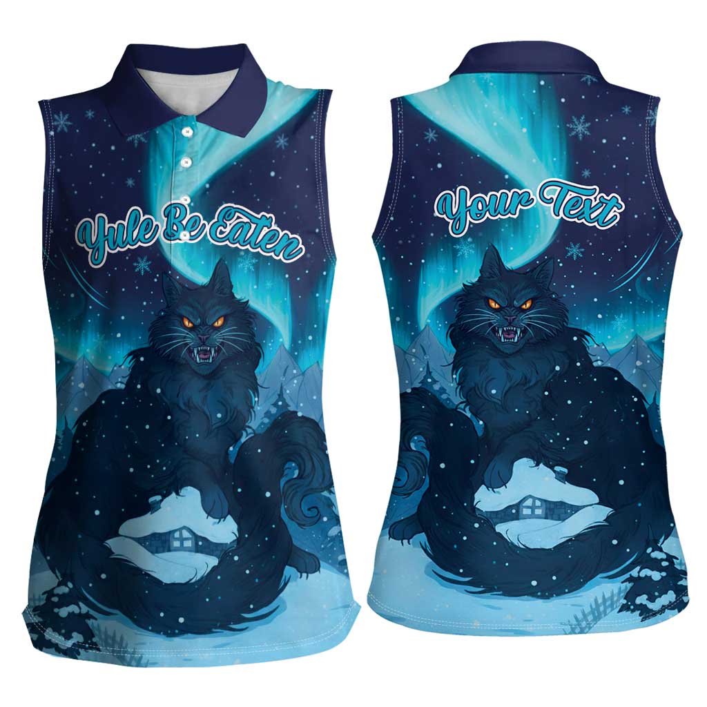 Yule Be Eaten Personalized Women Sleeveless Polo Shirt Christmas Cat Jolakotturinn Icelandic - Wonder Print Shop