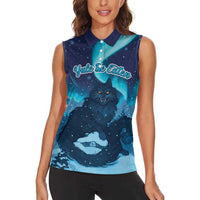 Yule Be Eaten Personalized Women Sleeveless Polo Shirt Christmas Cat Jolakotturinn Icelandic - Wonder Print Shop