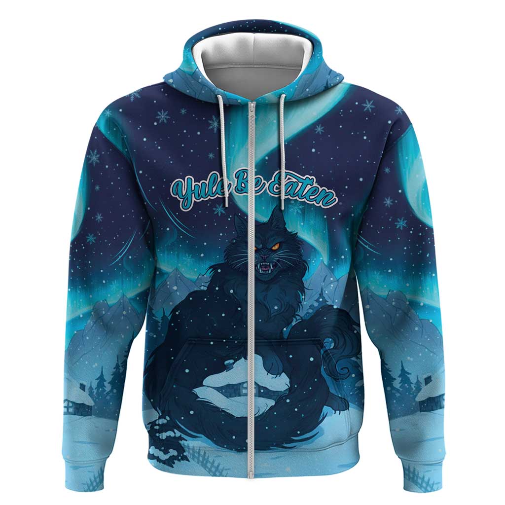 Yule Be Eaten Personalized Zip Hoodie Christmas Cat Jolakotturinn Icelandic - Wonder Print Shop