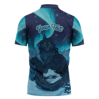 Yule Be Eaten Personalized Zipper Polo Shirt Christmas Cat Jolakotturinn Icelandic - Wonder Print Shop