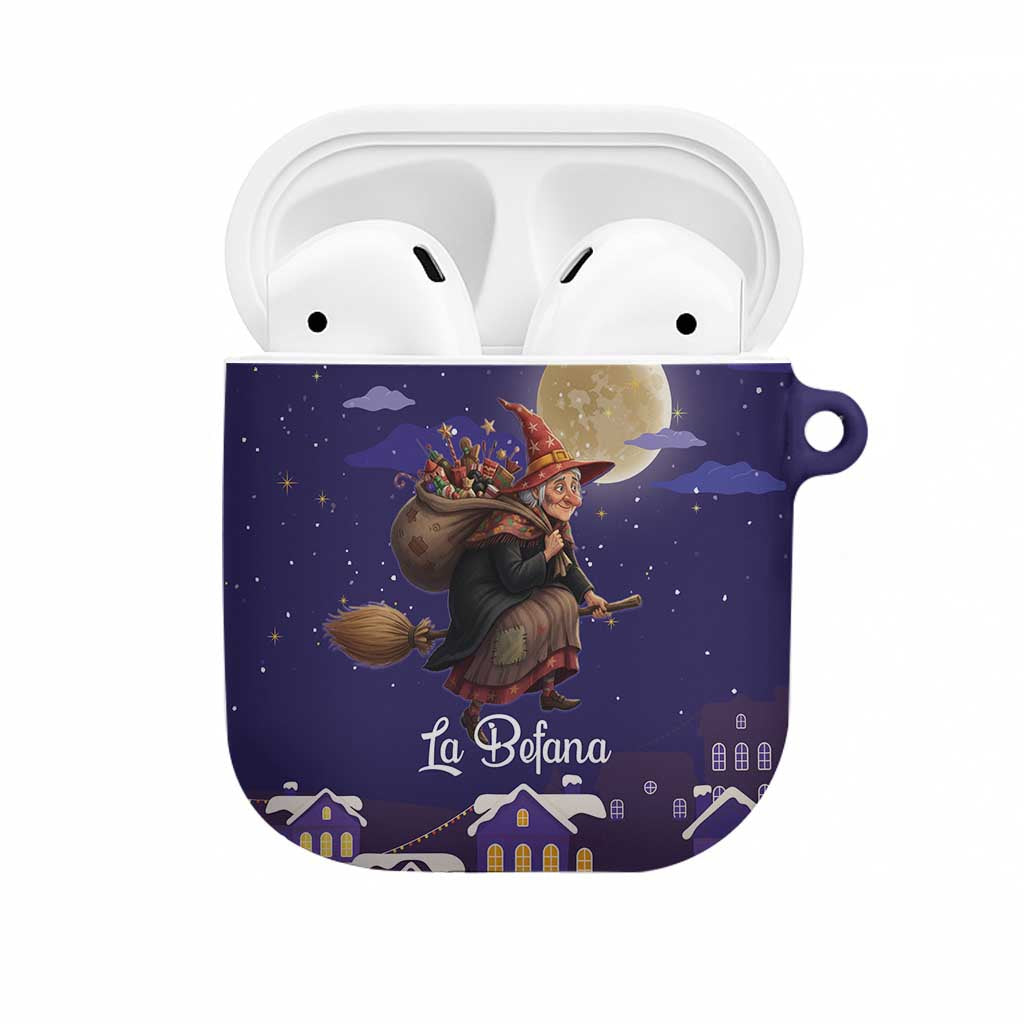 Italy Christmas AirPods Case La Befana Flying Over Winter Night - Wonder Print Shop