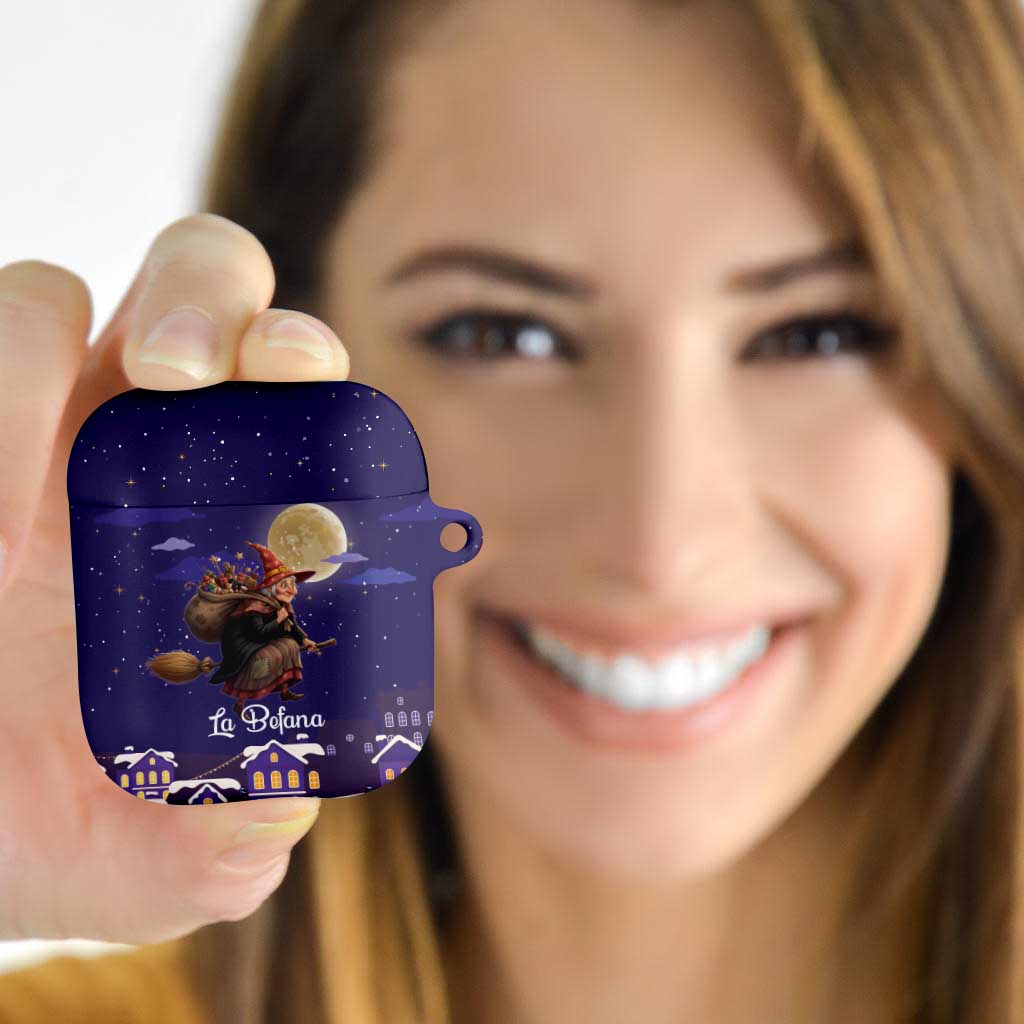 Italy Christmas AirPods Case La Befana Flying Over Winter Night - Wonder Print Shop