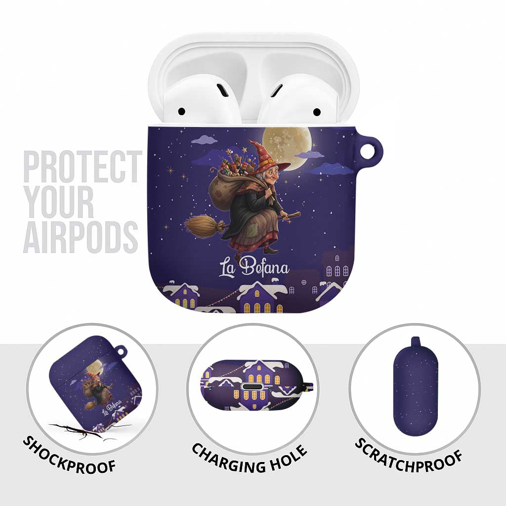 Italy Christmas AirPods Case La Befana Flying Over Winter Night - Wonder Print Shop