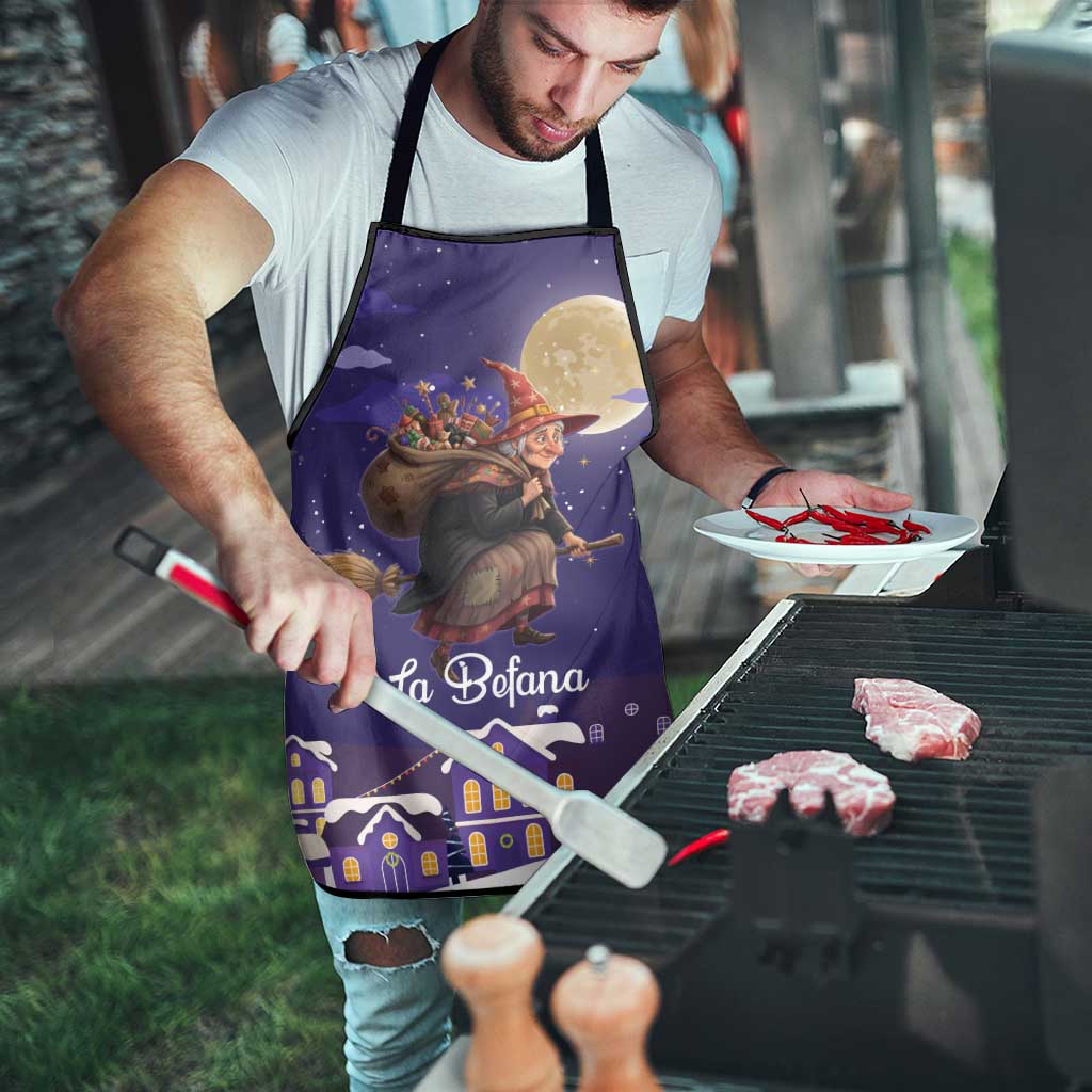 Italy Christmas Apron La Befana Flying Over Winter Night - Wonder Print Shop
