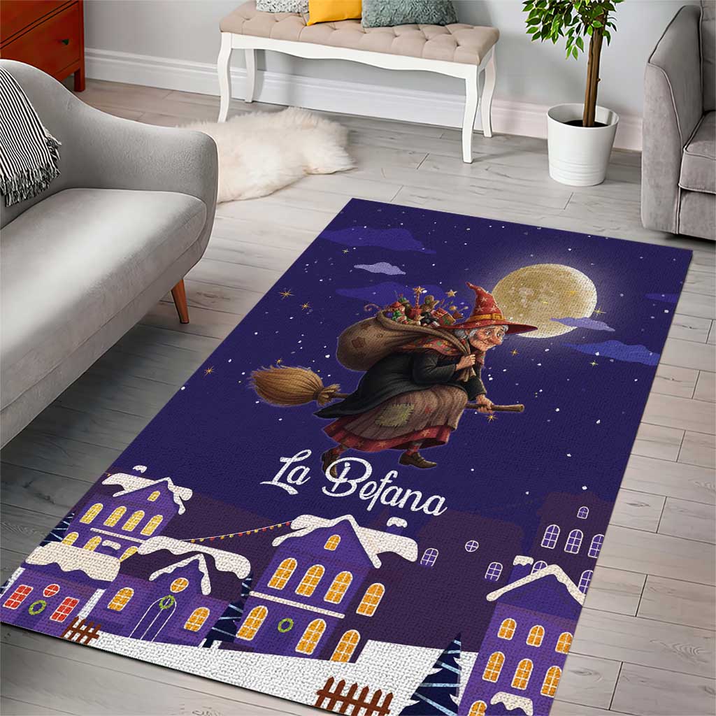 Italy Christmas Area Rug La Befana Flying Over Winter Night - Wonder Print Shop