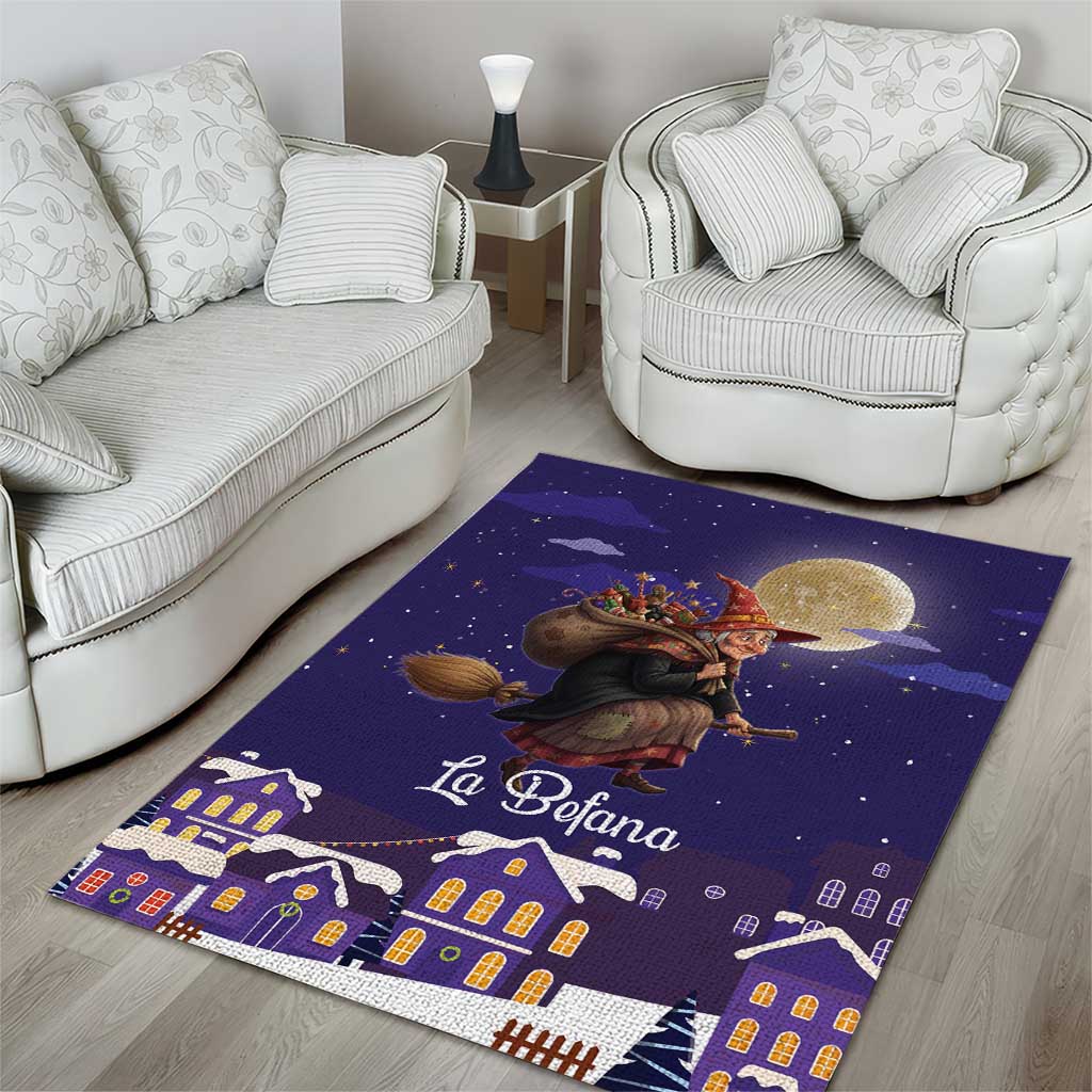 Italy Christmas Area Rug La Befana Flying Over Winter Night - Wonder Print Shop