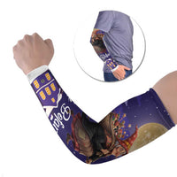 Italy Christmas Arm Sleeves La Befana Flying Over Winter Night - Wonder Print Shop