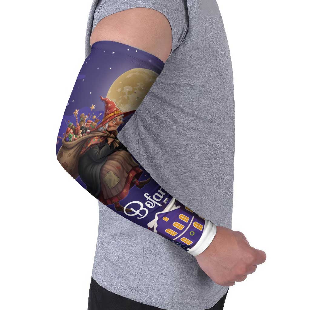 Italy Christmas Arm Sleeves La Befana Flying Over Winter Night - Wonder Print Shop