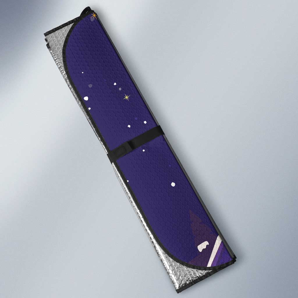 Italy Christmas Auto Sun Shade La Befana Flying Over Winter Night - Wonder Print Shop