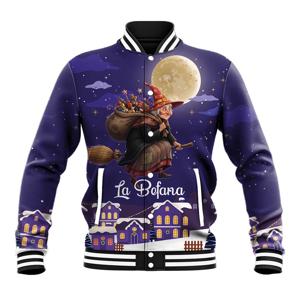 Italy Christmas Baseball Jacket La Befana Flying Over Winter Night - Wonder Print Shop