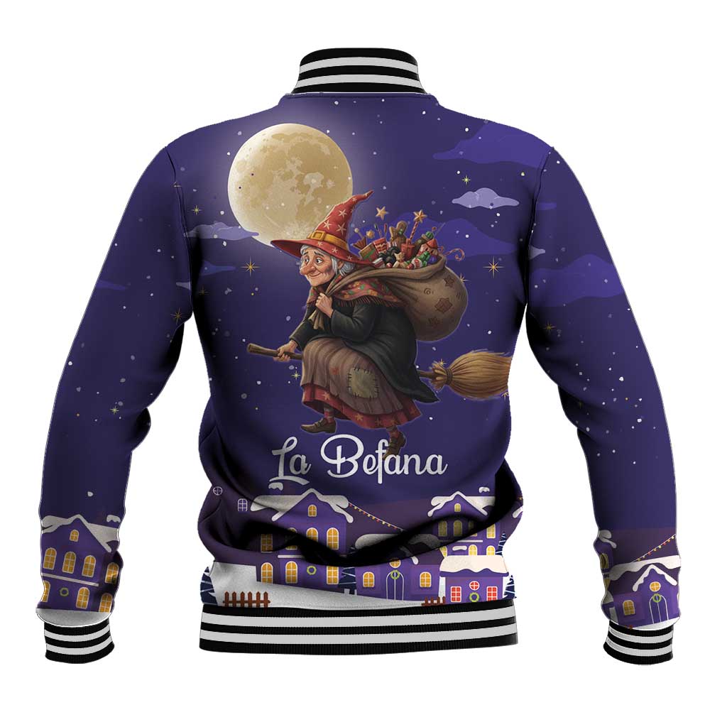 Italy Christmas Baseball Jacket La Befana Flying Over Winter Night - Wonder Print Shop
