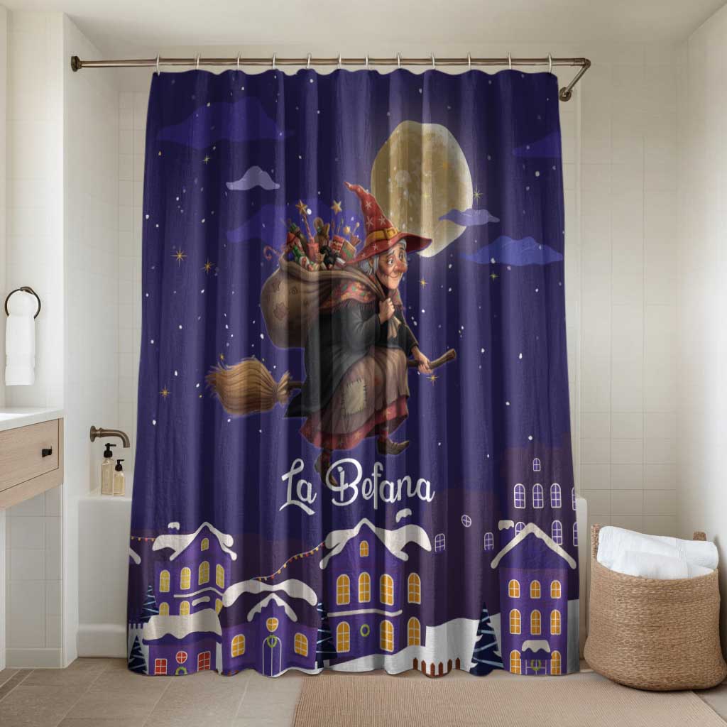 Italy Christmas Bathroom Set La Befana Flying Over Winter Night - Wonder Print Shop
