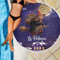 Italy Christmas Beach Blanket La Befana Flying Over Winter Night - Wonder Print Shop