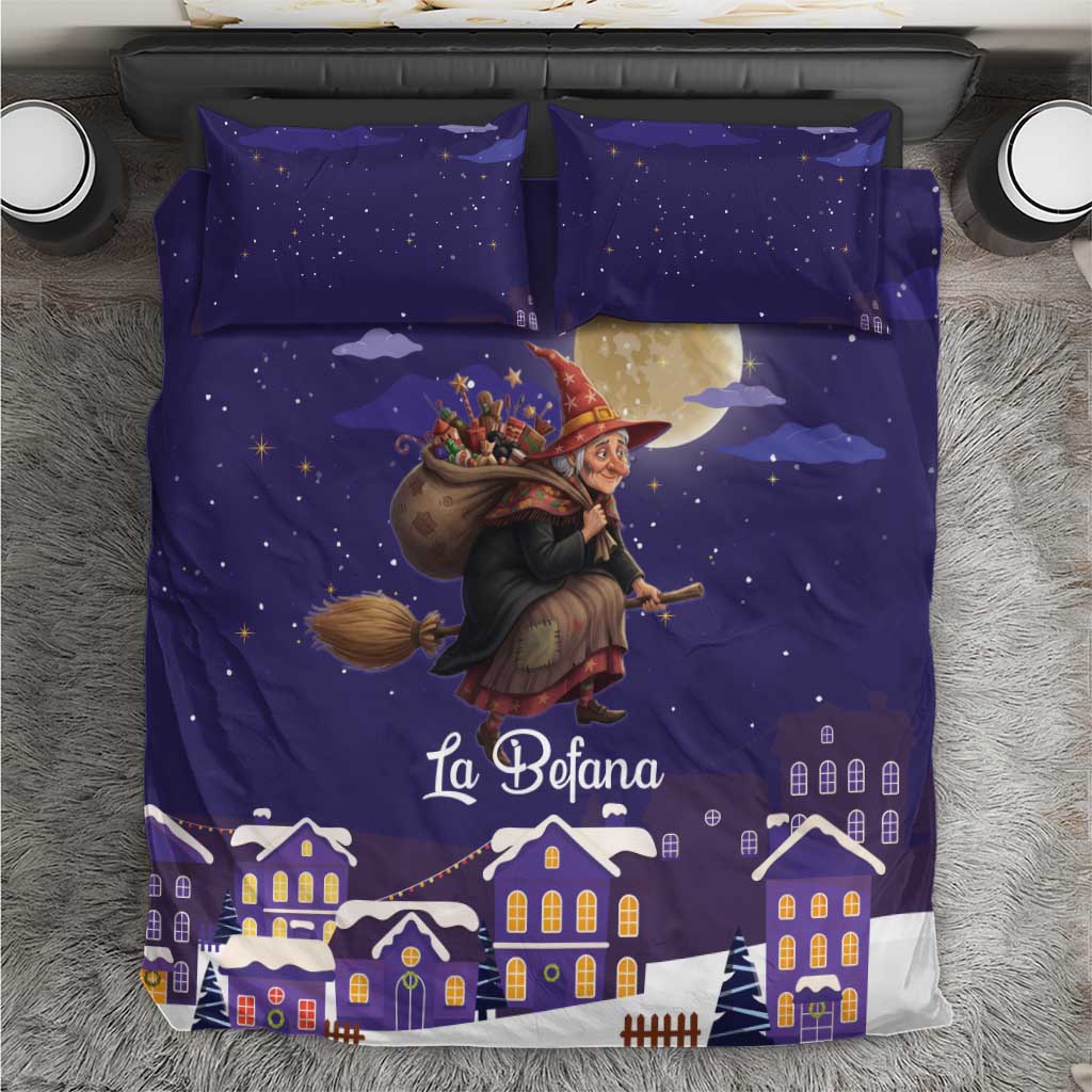 Italy Christmas Bedding Set La Befana Flying Over Winter Night - Wonder Print Shop