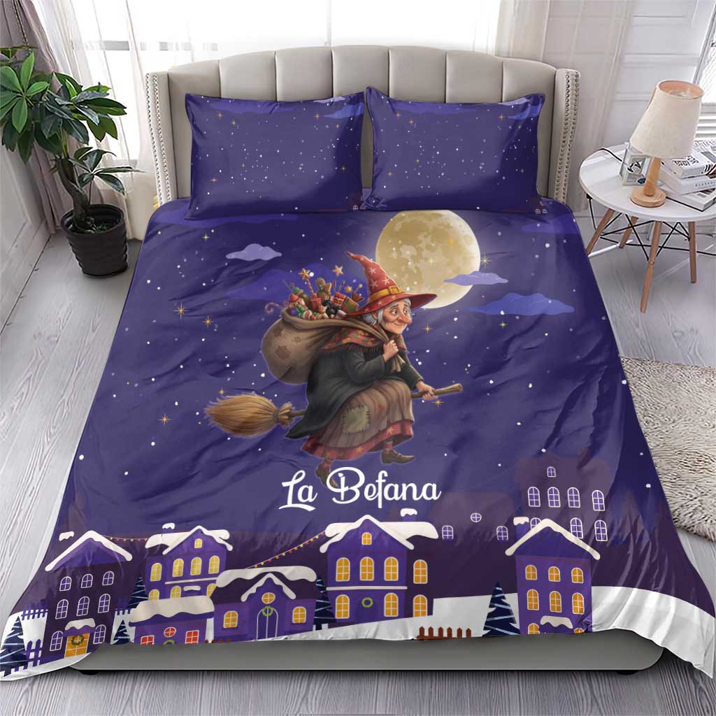 Italy Christmas Bedding Set La Befana Flying Over Winter Night - Wonder Print Shop