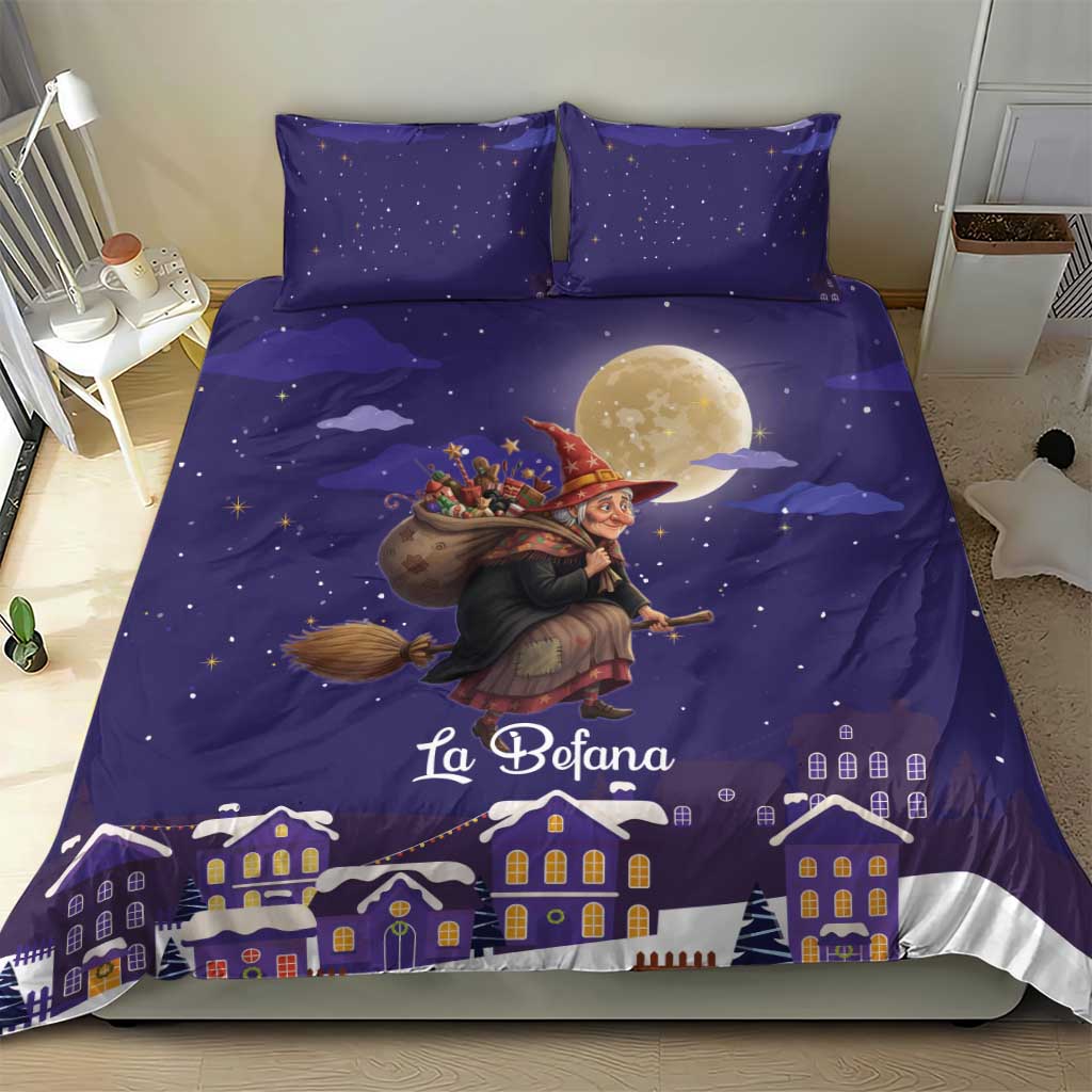 Italy Christmas Bedding Set La Befana Flying Over Winter Night - Wonder Print Shop