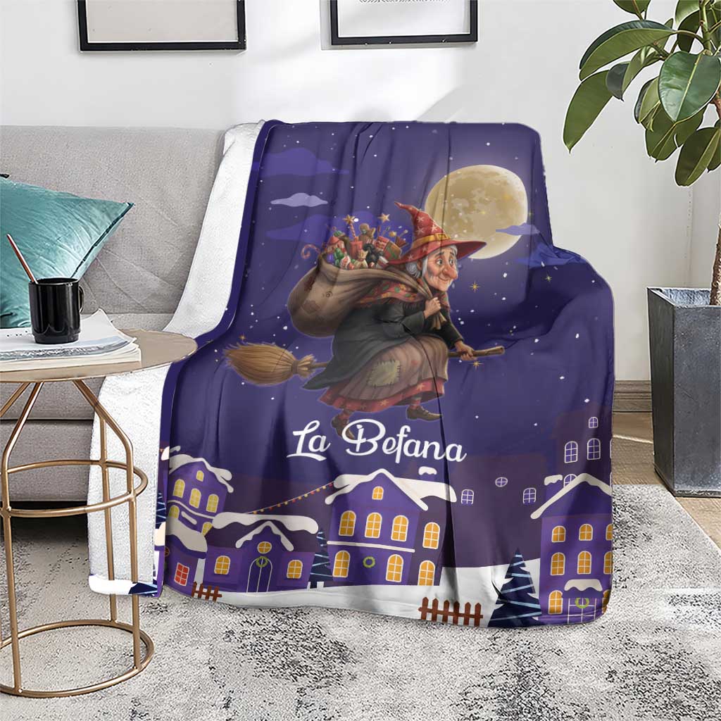 Italy Christmas Blanket La Befana Flying Over Winter Night - Wonder Print Shop