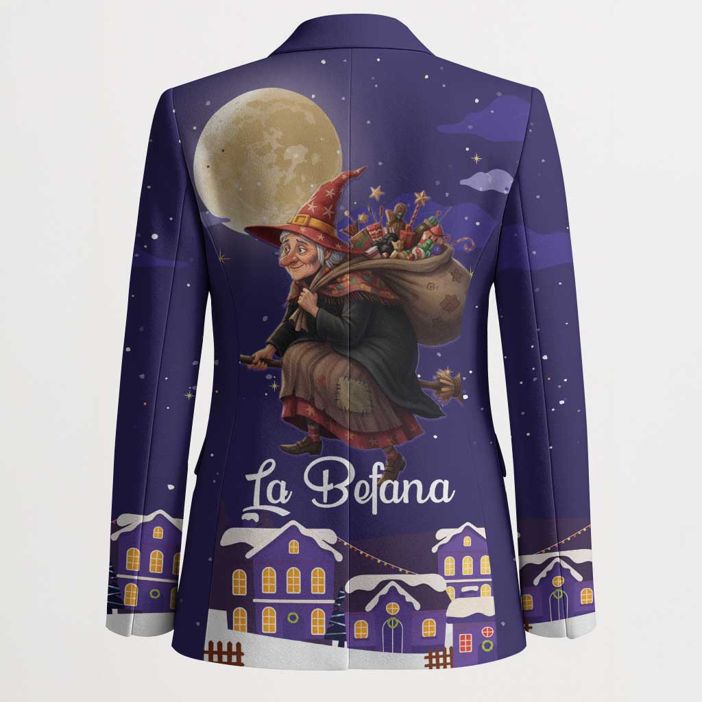 Italy Christmas Blazer La Befana Flying Over Winter Night - Wonder Print Shop