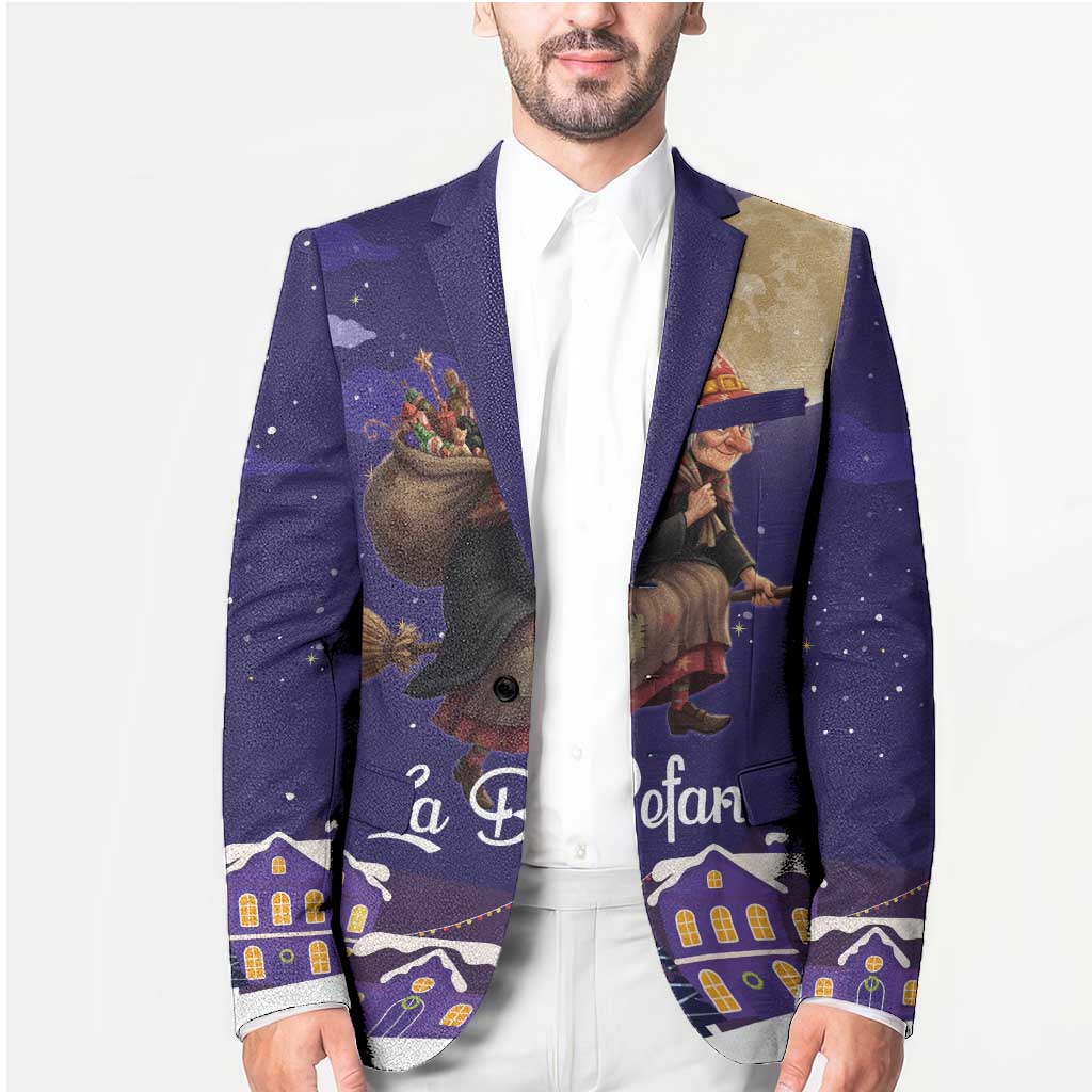 Italy Christmas Blazer La Befana Flying Over Winter Night - Wonder Print Shop