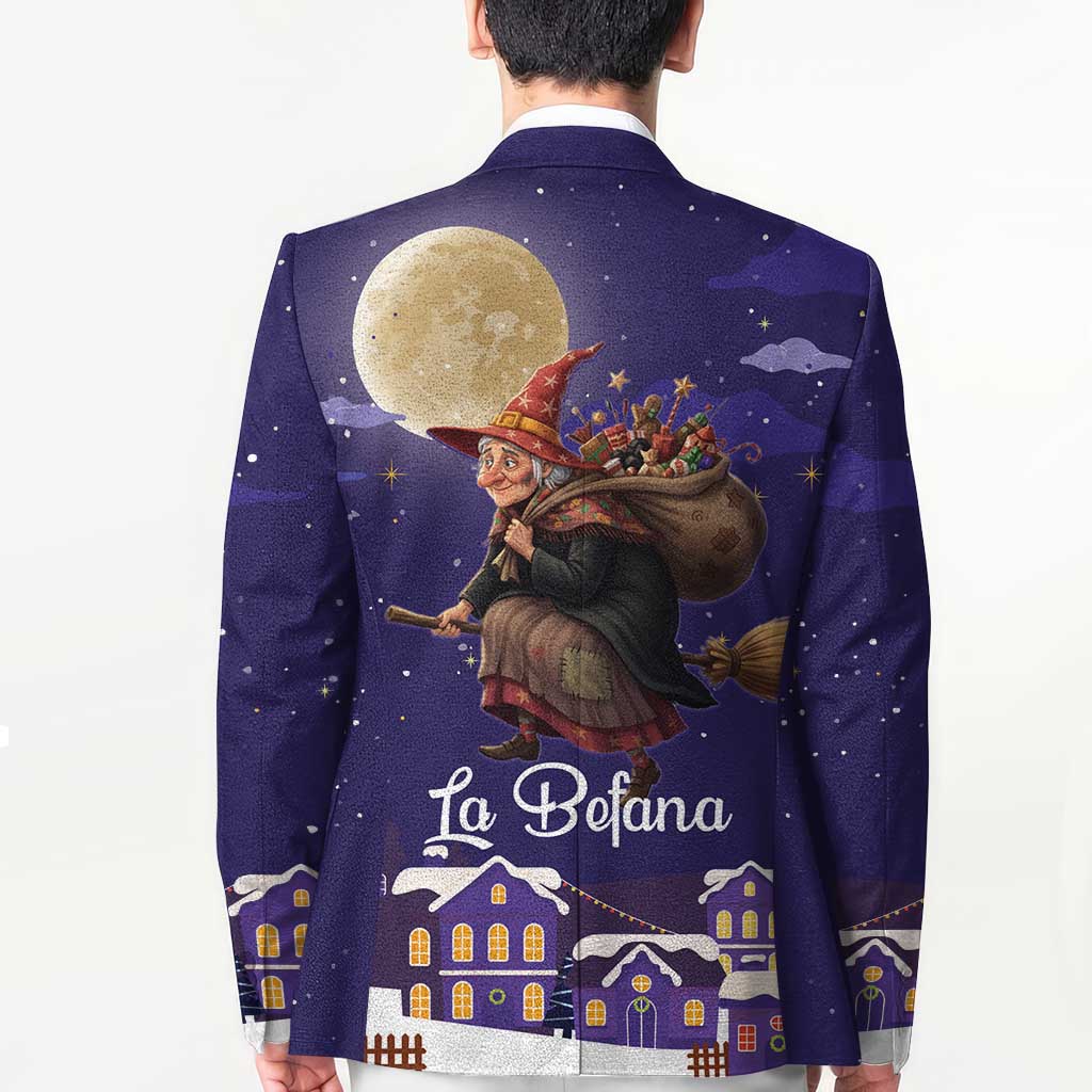 Italy Christmas Blazer La Befana Flying Over Winter Night - Wonder Print Shop