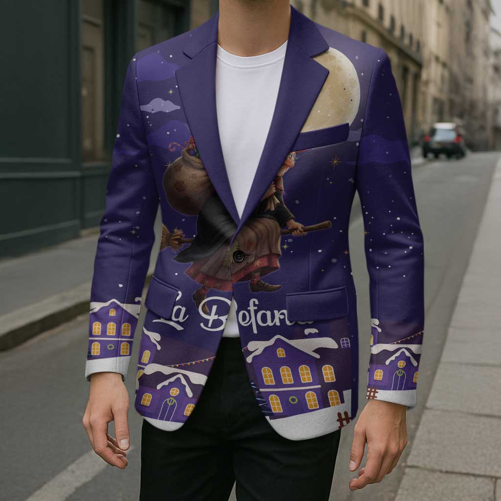 Italy Christmas Blazer La Befana Flying Over Winter Night - Wonder Print Shop