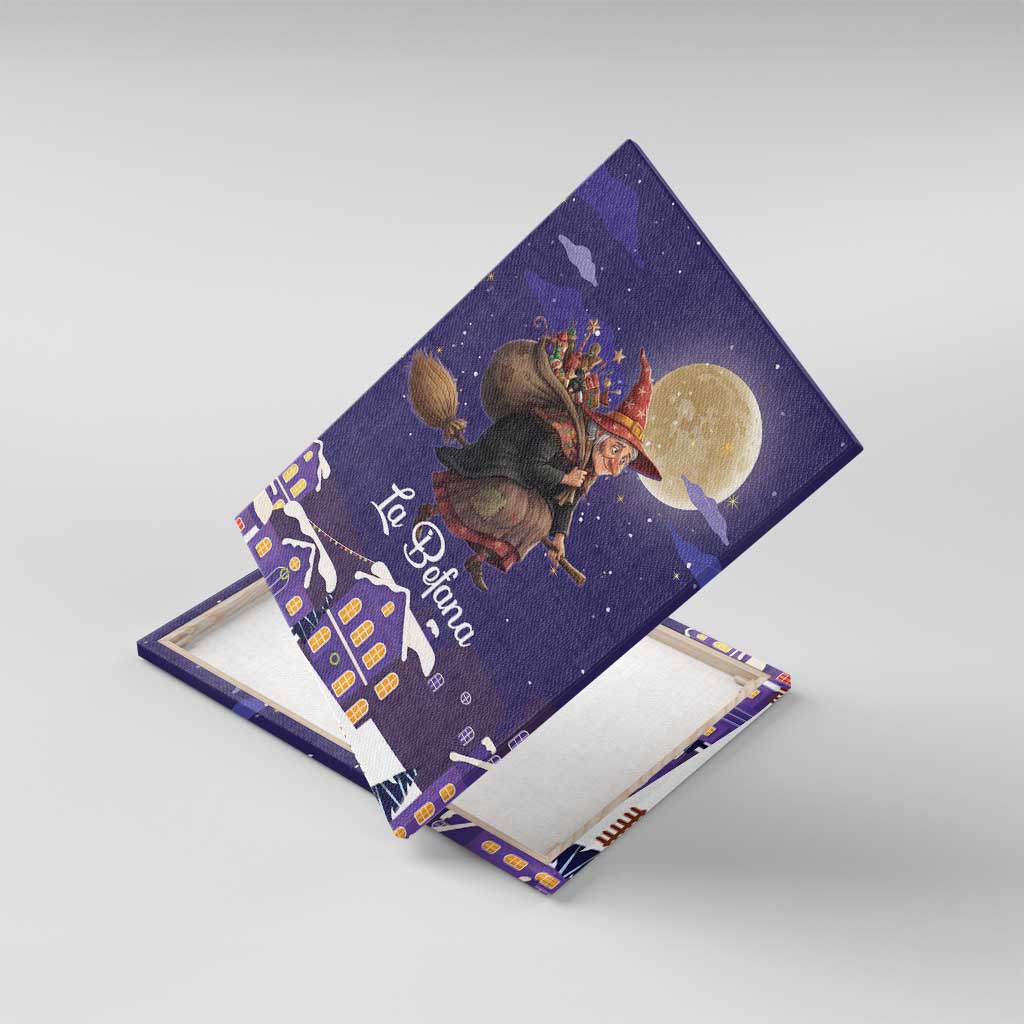 Italy Christmas Canvas Wall Art La Befana Flying Over Winter Night - Wonder Print Shop