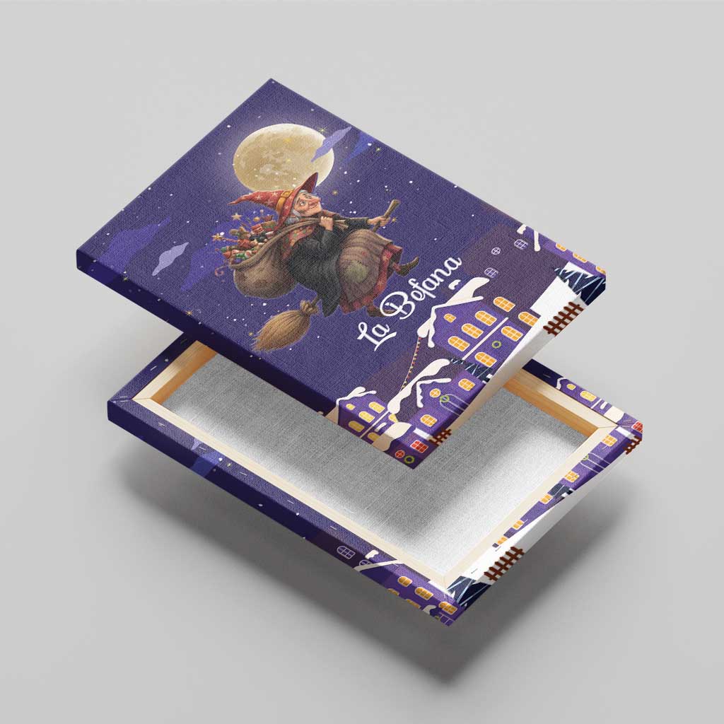Italy Christmas Canvas Wall Art La Befana Flying Over Winter Night - Wonder Print Shop