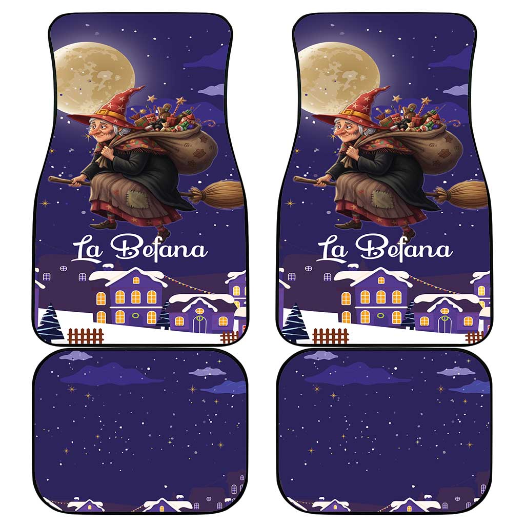 Italy Christmas Car Mats La Befana Flying Over Winter Night - Wonder Print Shop