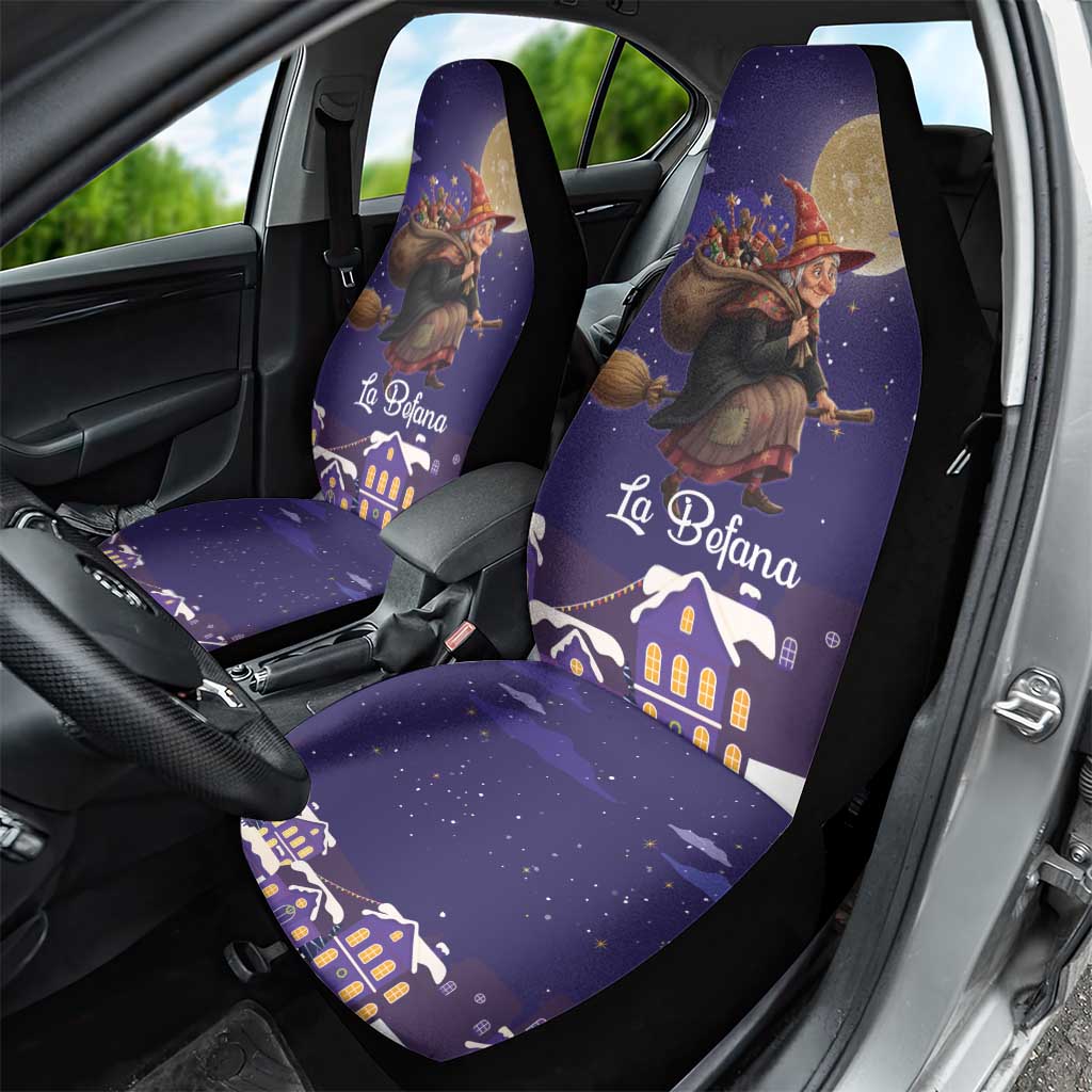 Italy Christmas Car Seat Cover La Befana Flying Over Winter Night - Wonder Print Shop