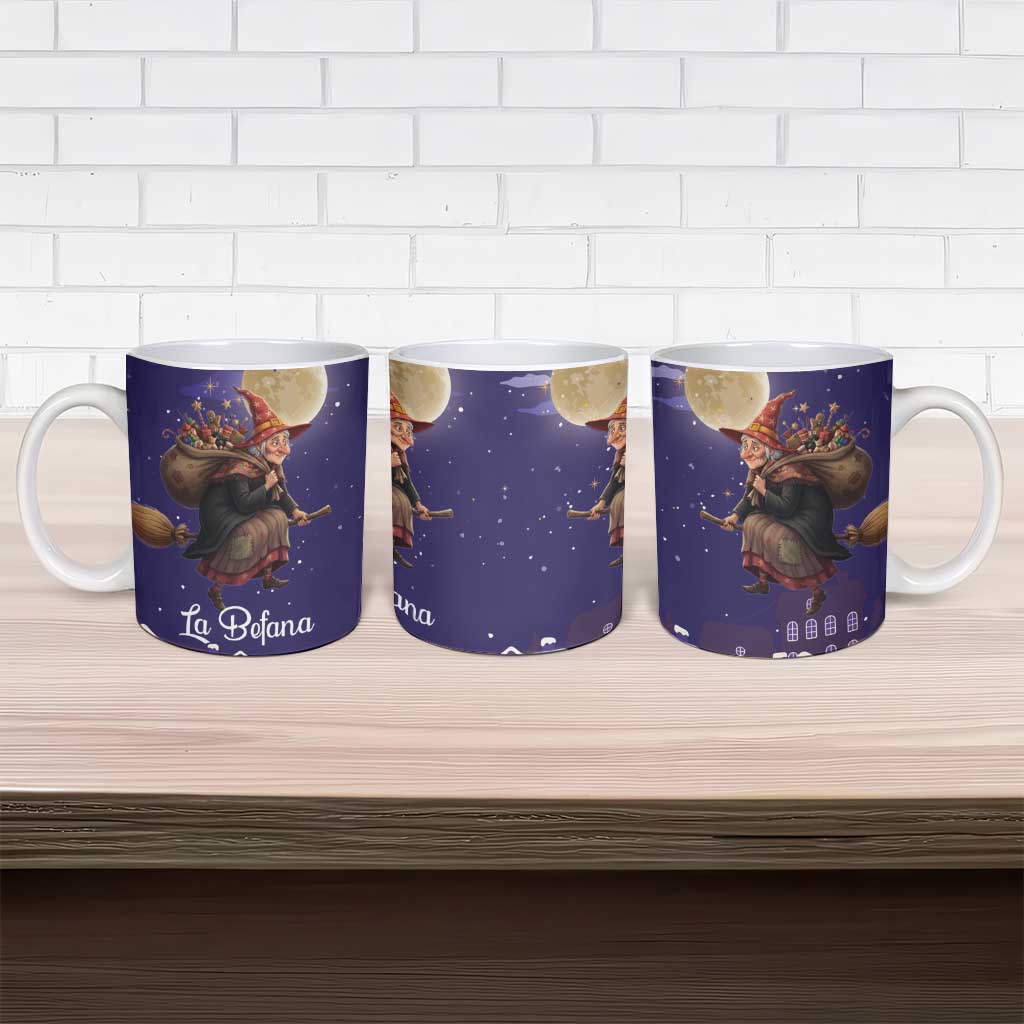 Italy Christmas Ceramic Mug La Befana Flying Over Winter Night - Wonder Print Shop