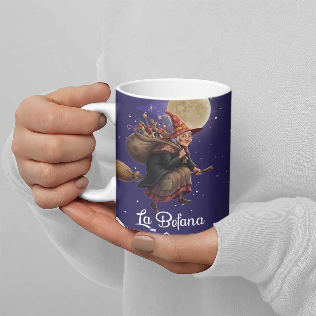 Italy Christmas Ceramic Mug La Befana Flying Over Winter Night - Wonder Print Shop