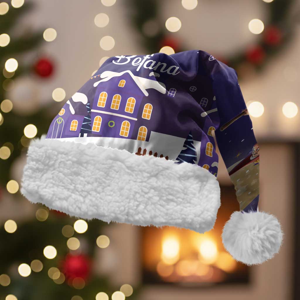 Italy Christmas Santa Hat La Befana Flying Over Winter Night - Wonder Print Shop