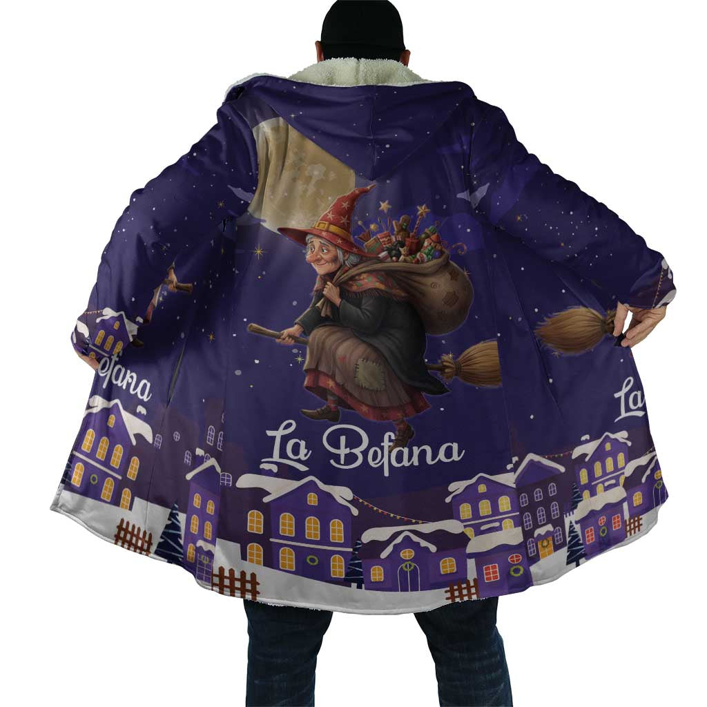 Italy Christmas Cloak La Befana Flying Over Winter Night - Wonder Print Shop
