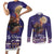 Italy Christmas Couples Matching Short Sleeve Bodycon Dress and Long Sleeve Button Shirt La Befana Flying Over Winter Night - Wonder Print Shop