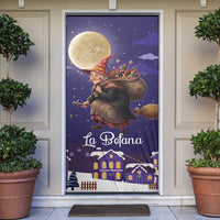 Italy Christmas Door Cover La Befana Flying Over Winter Night - Wonder Print Shop