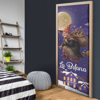 Italy Christmas Door Cover La Befana Flying Over Winter Night - Wonder Print Shop