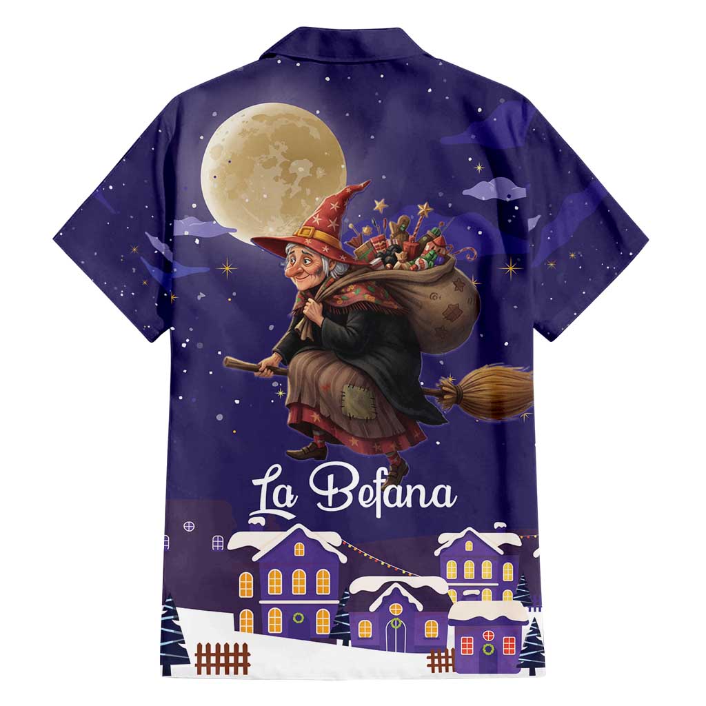 Italy Christmas Family Matching Long Sleeve Bodycon Dress and Hawaiian Shirt La Befana Flying Over Winter Night - Wonder Print Shop