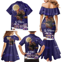 Italy Christmas Family Matching Mermaid Dress and Hawaiian Shirt La Befana Flying Over Winter Night - Wonder Print Shop