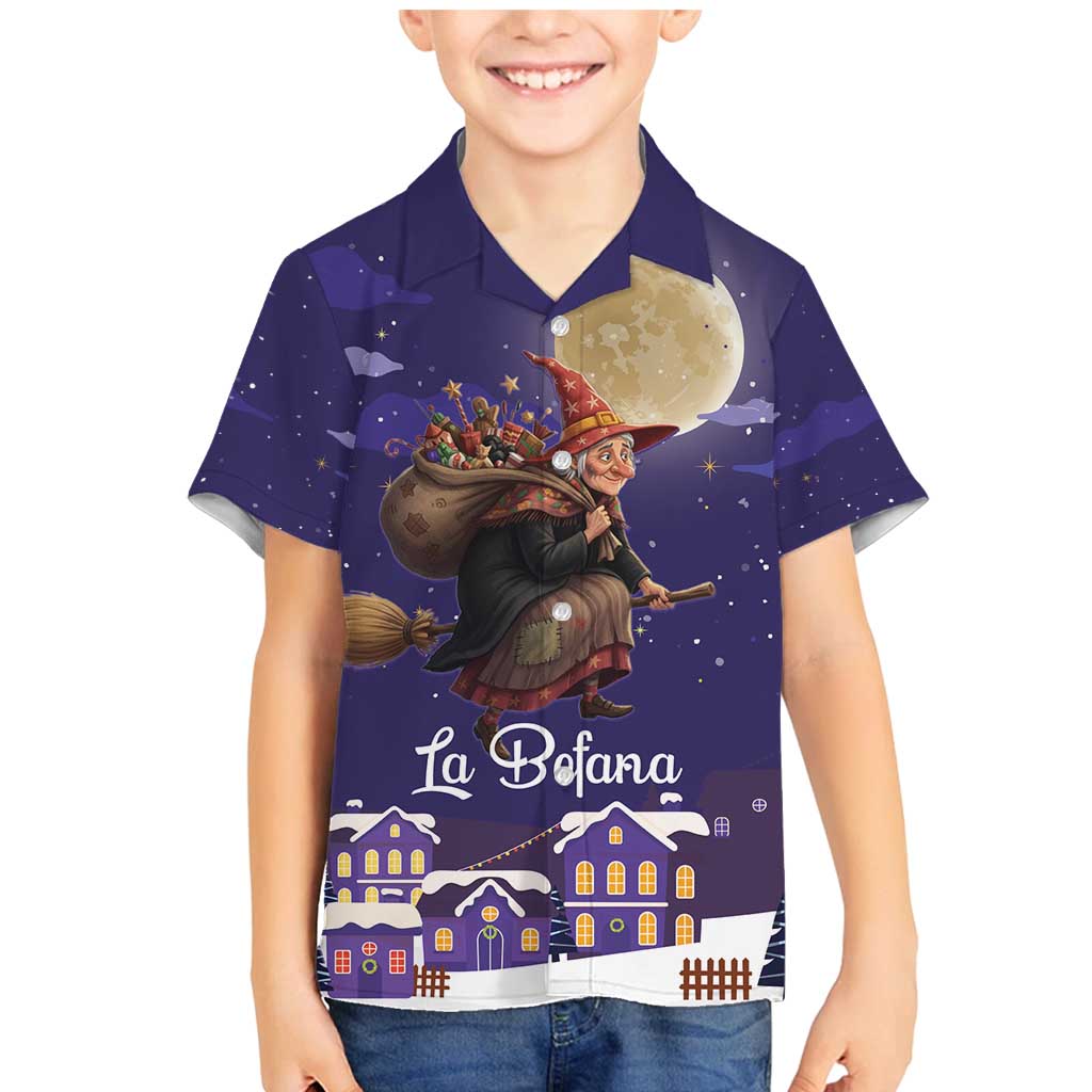 Italy Christmas Family Matching Mermaid Dress and Hawaiian Shirt La Befana Flying Over Winter Night - Wonder Print Shop