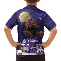 Italy Christmas Family Matching Off The Shoulder Long Sleeve Dress and Hawaiian Shirt La Befana Flying Over Winter Night - Wonder Print Shop