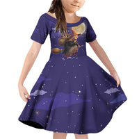 Italy Christmas Family Matching Off Shoulder Short Dress and Hawaiian Shirt La Befana Flying Over Winter Night - Wonder Print Shop